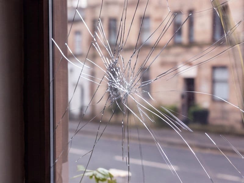 Reparación urgente de un cristal roto en una vivienda de Nigrán